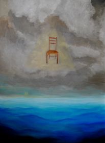Krzesło nad górzystym Atlantykiem, olej na płótnie 80 x 60 cm, 2018 r.